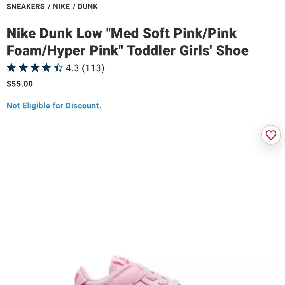 Nike Pink Sneakers Low Top Classic Design babies / toddlers